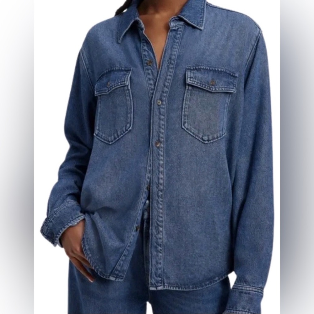 Good American Chambray Button Down Shirt